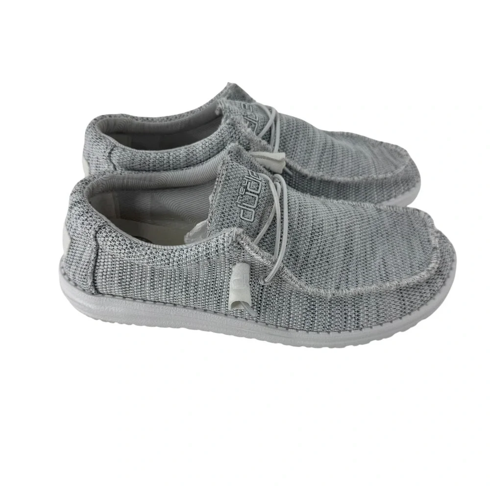Hey Dude Wally Sox Mens 8 Light Grey Knit Slip On Moccasin Loafers 110060156